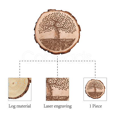 Carved Wood Round Sheets AJEW-WH0362-001-1