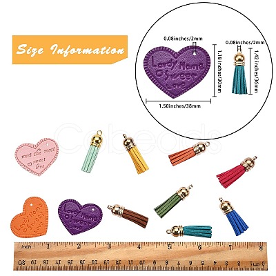 20Pcs 10 Colors Heart with Word Lovdy Home Sweet Love PU Leather Pendants FIND-SZ0001-66-1