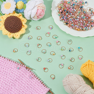 240Pcs 12 Colors ABS Plastic Imitation Pearl Locking Stitch Markers PALLOY-BC00007-1