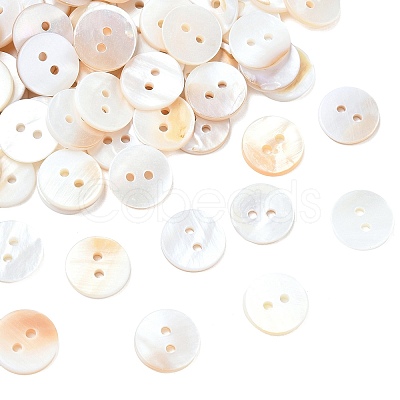 2-Hole Shell Flat Round Buttons X-BUTT-P012-09-1