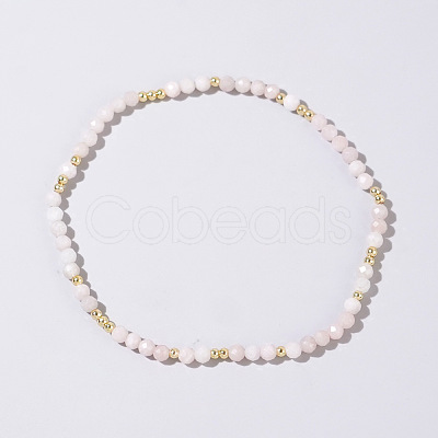 Natural Rose Quartz Round Beads Stretch Bead Bracelets for Women CQ7665-5-1