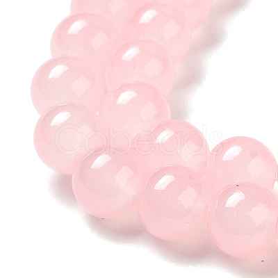 Baking Paint Imitation Jade Glass Round Bead Strands X-DGLA-Q021-8mm-26-1