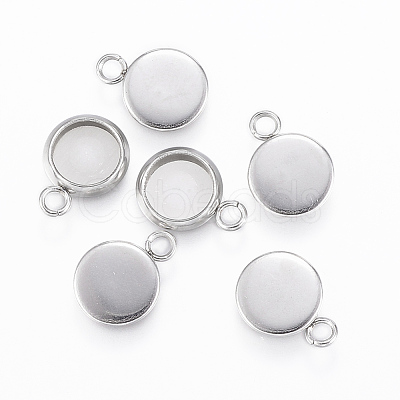 Non-Tarnish 304 Stainless Steel Pendant Cabochon Settings X-STAS-E146-18P-6mm-1