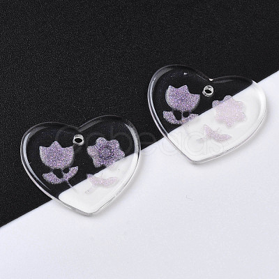 Transparent Resin Pendants RESI-N030-001E-1