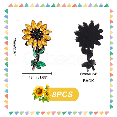 Sunflower Rhinestone Appliques AJEW-WH0367-60-1