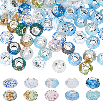 64Pcs 10 Styles Opaque Resin European Beads RESI-ME0001-36-1