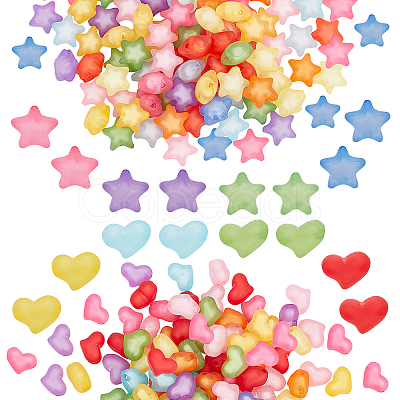 200Pcs 2 Style Frosted and Transparent Acrylic Beads FACR-PH0001-03-1
