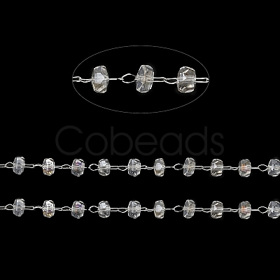 Glass Rondelle Beaded Chains CHS-B004-02P-1