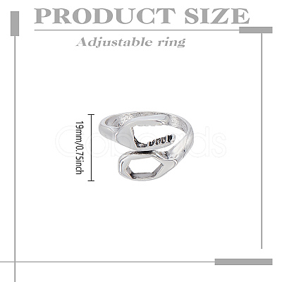 1Pc Alloy Wrench Cuff Rings RJEW-LP0002-46A-1
