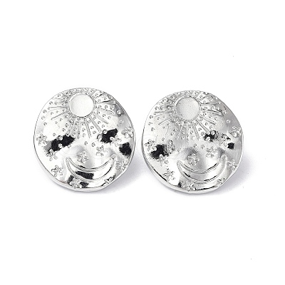Tarnish Resistant 304 Stainless Steel Sun with Moon Stud Earrings for Women EJEW-F300-06P-1