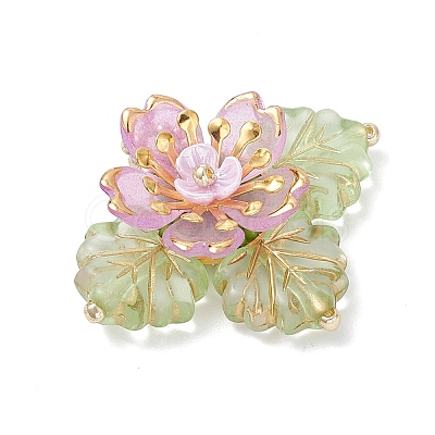 Brass Glass Seed Beaded Flower Pendants PALLOY-MZ01118-1