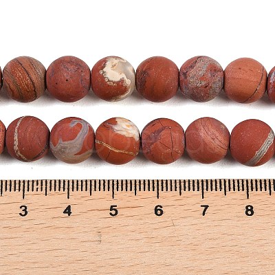 Frosted Natural Red Jasper Beads Strands G-C270-M01-10mm-1