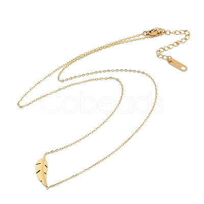 Ion Plating(IP) 304 Stainless Steel Leaf Pendant Cable Chain Necklaces for Women NJEW-P320-06G-1
