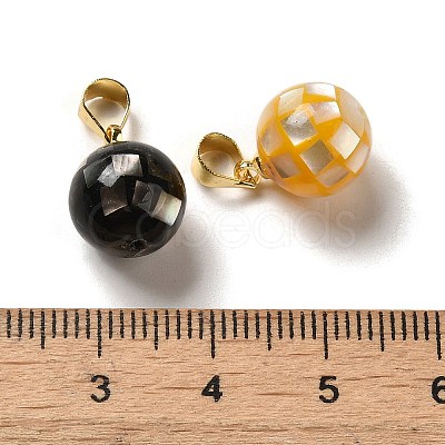 Natural Mixed Shell Dyed Round Charms SSHEL-H071-01G-1