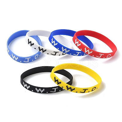 Word WWJD Silicone String Bracelets BJEW-C143-01-1