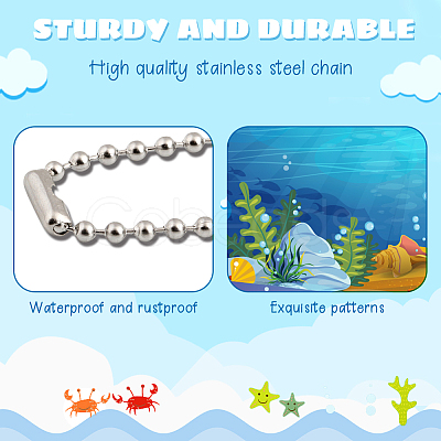 Rectangle Marine Life Theme PVC Hangtag Ornaments HJEW-WR0001-13-1