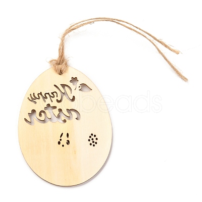 DIY Egg Shape Handmade Hollow Out Graffiti Wood WOOD-G007-01A-1