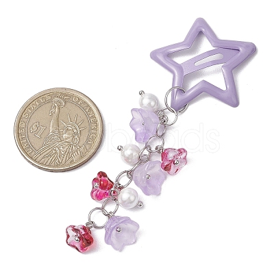 2Pcs Glass Beads and Alloy Star Snap Hair Clips PHAR-JH00123-1