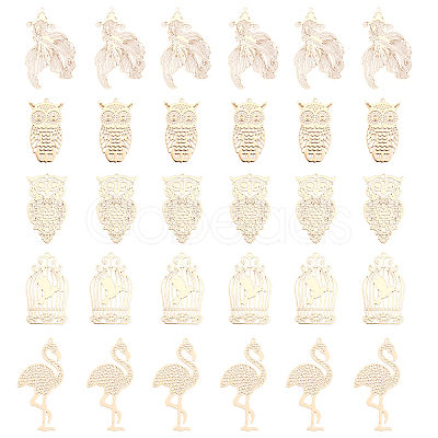 30Pcs 5 Style Brass Pendants KKC-CA0001-10-1