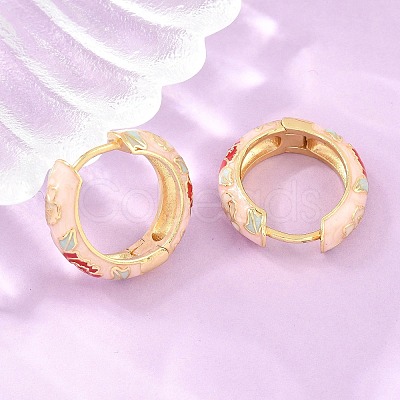 Brass Enamel Hoop Earrings KK-CBA8324-13G-1