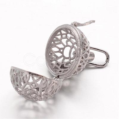 Eco-Friendly Rack Plating Brass Cage Pendants KK-P048-11-NR-1