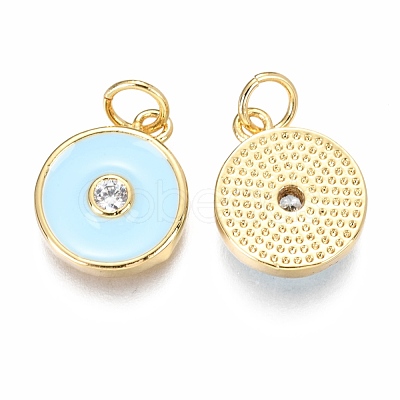 Brass Micro Pave Clear Cubic Zirconia Charms ZIRC-B002-32G-B-1