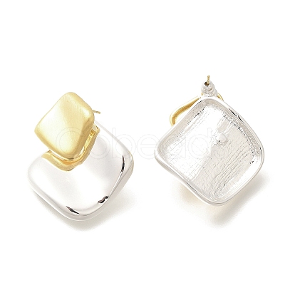 Brass Rhombus Stud Earrings for Women LS-EJEW-A121-14-1