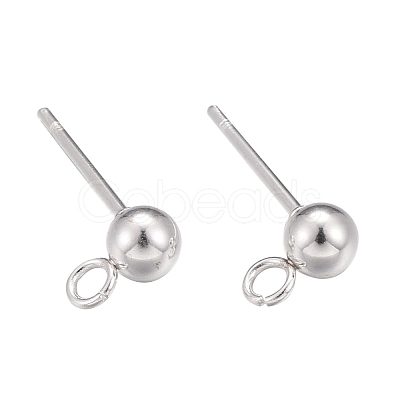 30Pcs 3 Size 304 Stainless Steel Ball Stud Earring Post STAS-LS0001-06S-1