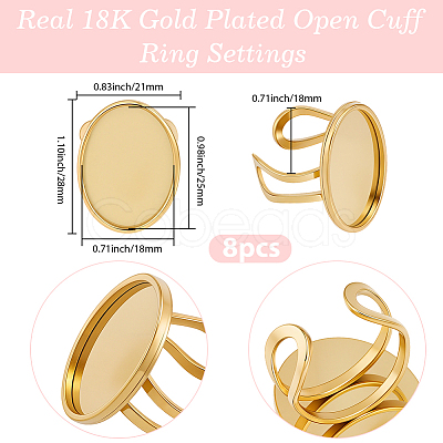 8Pcs 304 Stainless Steel Ring Components STAS-BBC0009-15-1