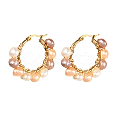 4 Pairs Vintage Natural Pearl Beads Earrings for Girl Women EJEW-JE04643-1