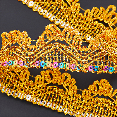 Sparkle Polyester Lace Ribbons OCOR-WH0080-16C-1