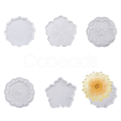 6Pcs 6 Style Silicone Flower Cup Mat Molds Sets DIY-BG0001-21-1