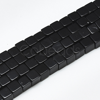 Natural Black Stone Beads Strands G-S357-G23-1