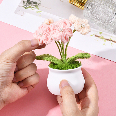 1Pc Hand Knitted Potted Plants Crochet Flower DJEW-SC0001-15E-1