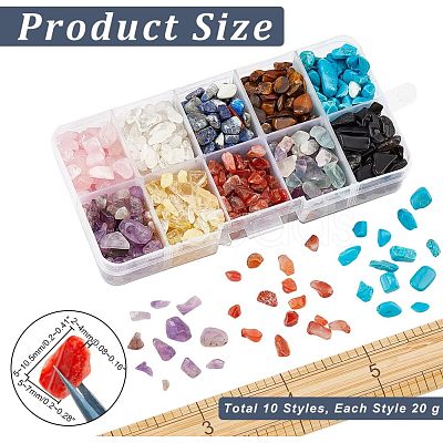 Nbeads 10 Styles Natural Mixed Gemstone Chip Beads G-NB0003-97-1