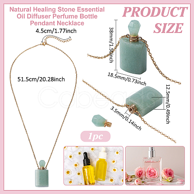 1Pc Natural Green Aventurine Perfume Bottle Necklaces NJEW-PH0001-37B-01-1