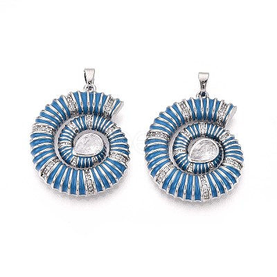 Brass Micro Pave Clear Cubic Zirconia Enamel Pendants KK-T071-28-1