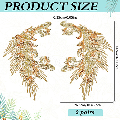 4Pcs 2 Style Polyester Embroidery Sew on Appliques PATC-MA0001-33A-1