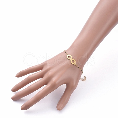 Infinity 201 Stainless Steel Link Bracelets BJEW-JB05288-03-1