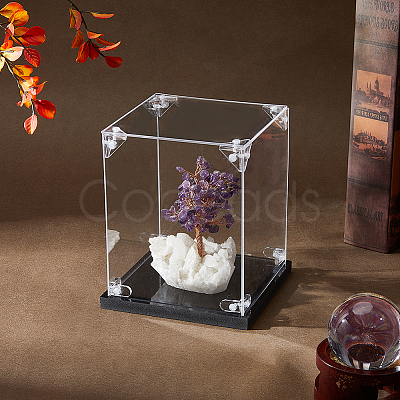 Acrylic Minifigures Display Cases with Black Base ODIS-WH0079-068A-1