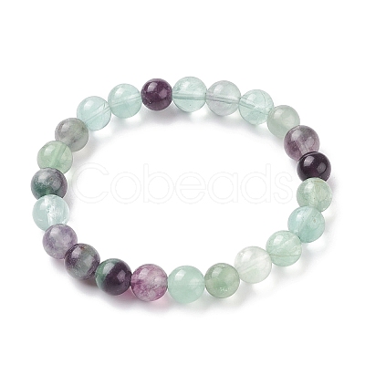 Natural Fluorite Stretch Bracelets BJEW-E373-8mm-10-1