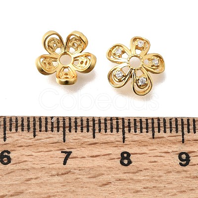 Brass Micro Pave Clear Cubic Zirconia Bead Caps KK-G600-03G-1