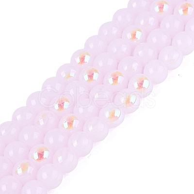 Electroplate Imitation Jade Glass Beads Strands EGLA-Q132-6MM-01B-03-1