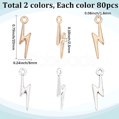 4sets 2 Colors Alloy Lightning Bolt Pendants FIND-SC0017-55-1