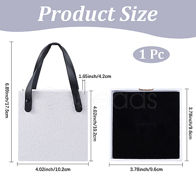 PU Leather Jewelry Set Drawer Boxes with Sponge Inside and Texture Paper Jewelry Tote Bags ABAG-CL0001-66A-1