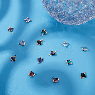 14Pcs 7 Colors Glass Connector Charms KK-GO0001-26-1