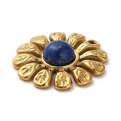 Dyed Natural Lapis Lazuli Flower Pendants STAS-R009-05G-02-1