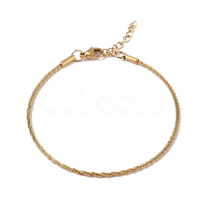 Ion Plating(IP) 304 Stainless Steel Bone Rope Chain Bracelet for Women BJEW-I311-01A-G-1