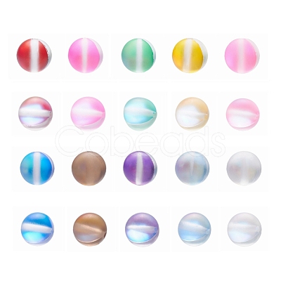 50Pcs 10 Colors Synthetic Moonstone Beads Strands G-YW0001-07-1