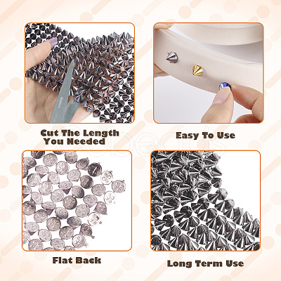 1 Yard 12-Row Resin Spike Stud Cone Flatback Punk Rock Trim Mesh Bead Craft FIND-TA0006-73A-1